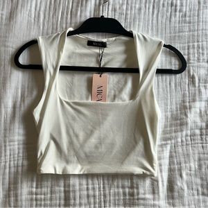 White square neck crop top
